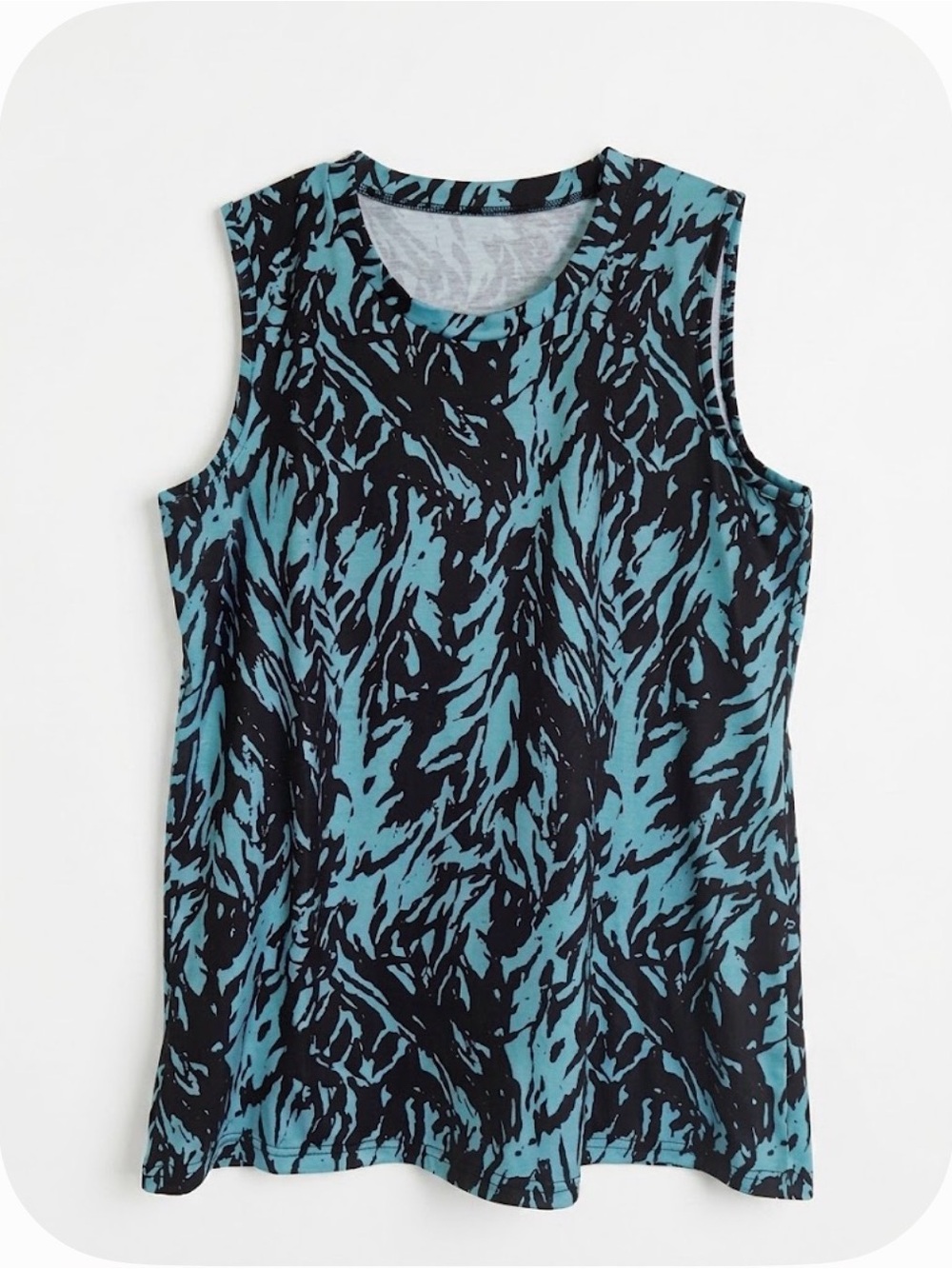 Sleeveless Abstract Print Top Women’s L Teal Black
